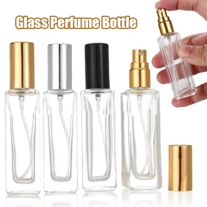Refillable Glass Perfume Bottle with Fine Mist Spray Nozzle - 10ml in Gold, Black, Silver, Rose Gold